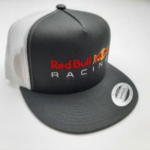 Red Bull Racing Flat Bill Mesh Snapback Hat Cap Embroidered Logo - Picture 3 of 4